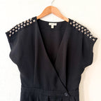 Silence & Noise Black Studded Short Sleeve Romper | S