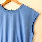 Womens Blue Throw & Go Shortsie Dupe Knit Muscle Sleeve Top Romper | Sm