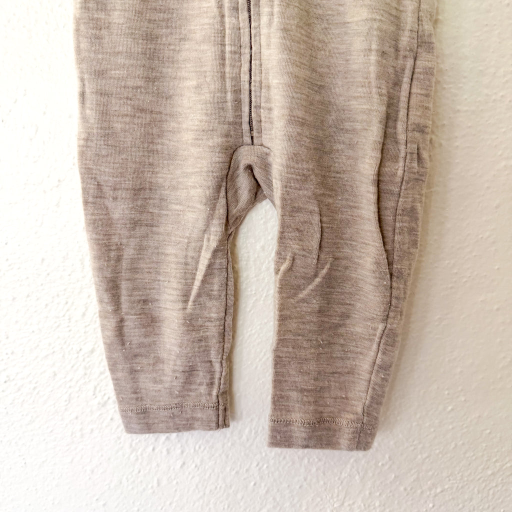 H&M 100% Washable Wool Beige Melange Long Sleeve Zipper Jumpsuit | 6-9m