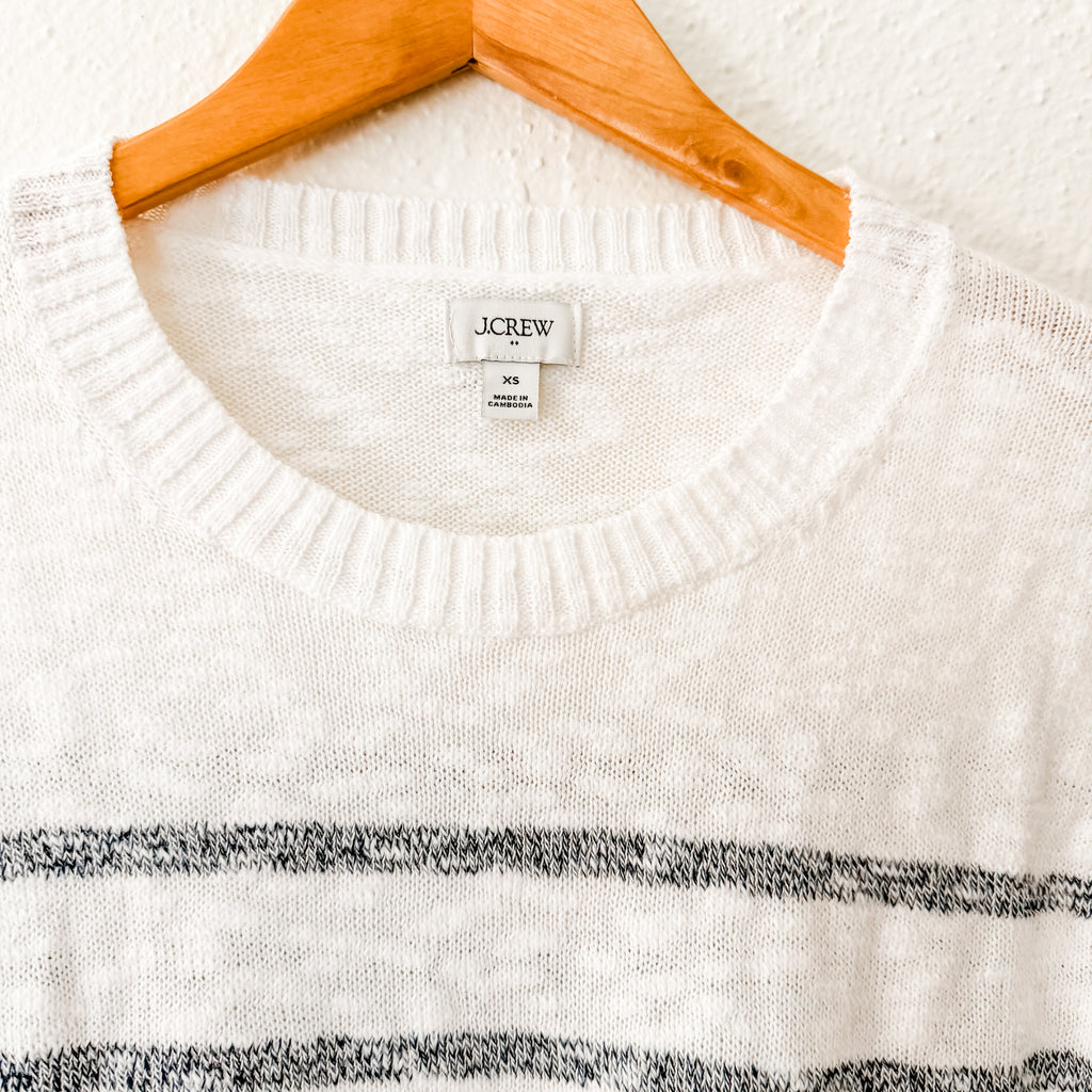 J.Crew White Navy Stripe Crewneck Beach Sweater | XS