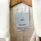 Mango MNG Textured Tweed Italian Fabric Jacket with Gold Buttons in Ecru | XXS