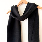 COS 100% Cashmere Black Ribbed Knit Shawl Scarf