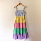 English Factory Pastel Colorblock Tiered Maxi Dress | S