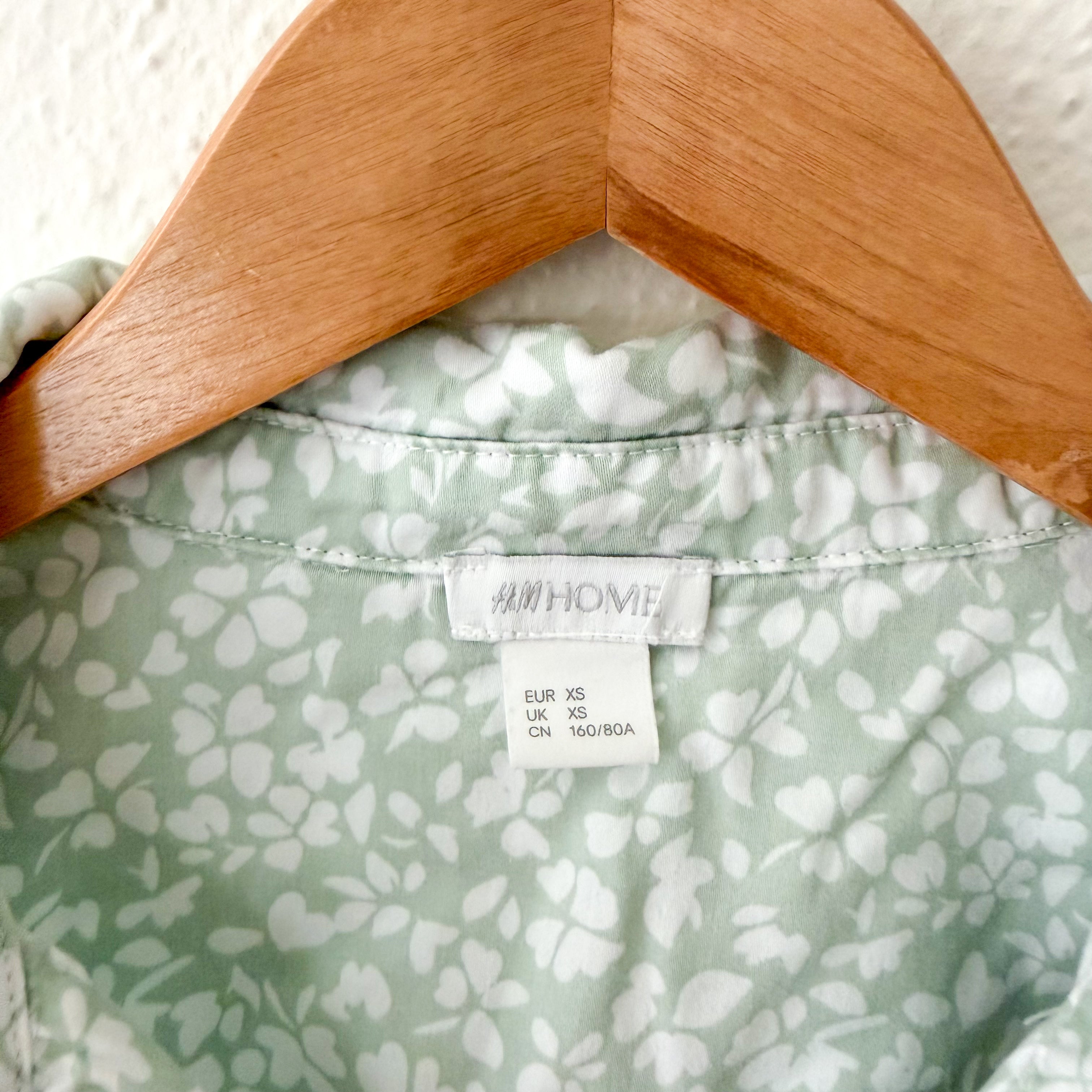 H&M Home Lyocell Mint Floral PJ Top + Ruffle Shorts | XS