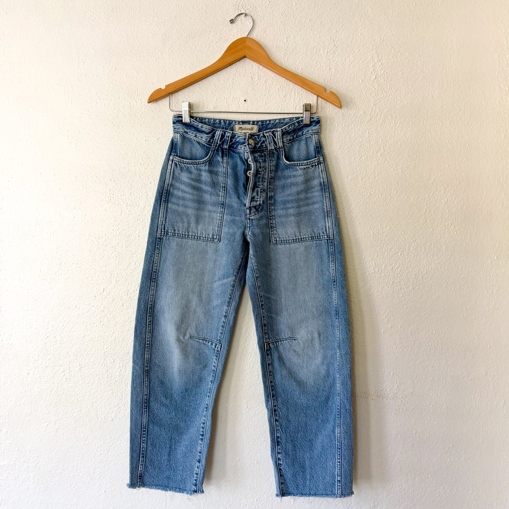 Madewell The Darted Barrel-Leg Utility Jeans in Riverbend Wash | 25