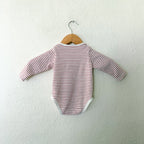 Mori Organic Cotton Red White Stripe Long Sleeve Bodysuit | 9-12m