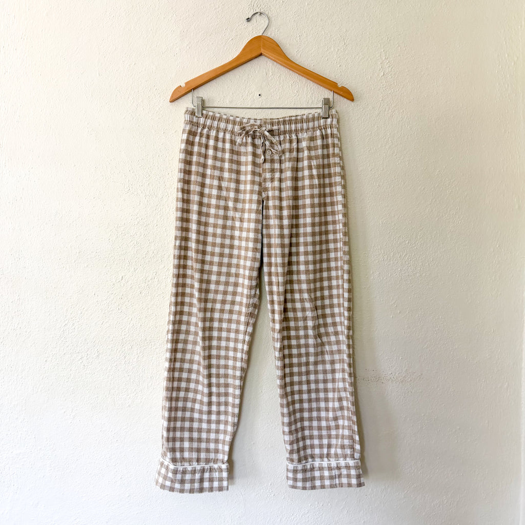 Serena & Lily Belvedere Flannel Pajamas in Doe Beige Gingham | S