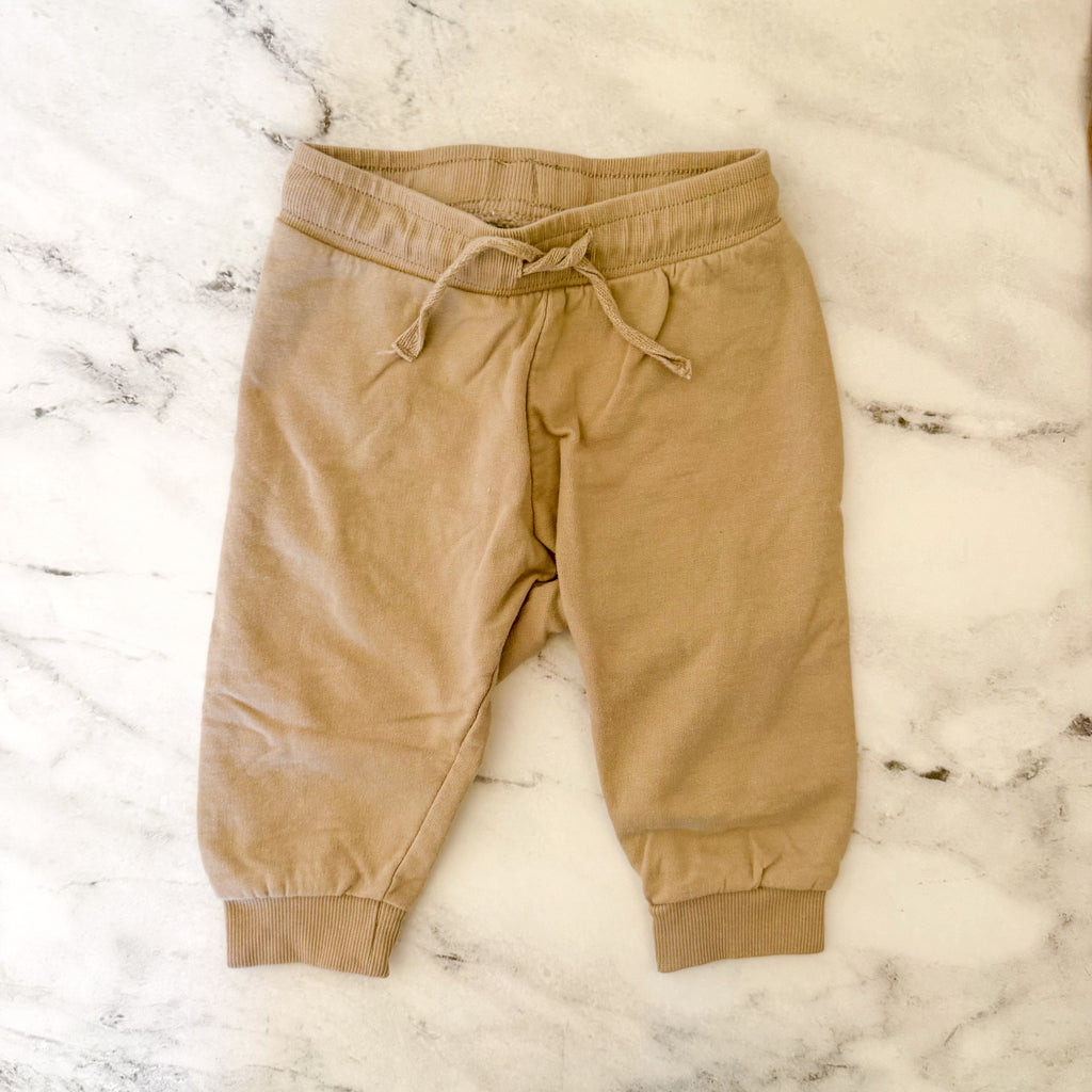 H&M Basics Organic Cotton Tan + Brown Joggers Bundle | 3-6m