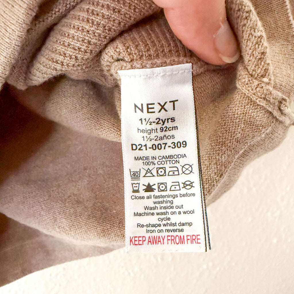 Next Clothing Taupe Quarter Zip Cotton Sweatshirt | sz 18-24m