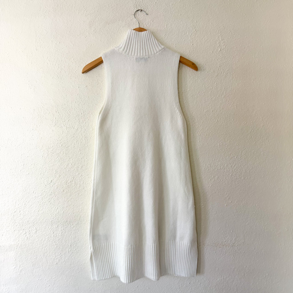 Free Assembly Ribbed Turtleneck Sleeveless Sweater Dress in Cream | XS