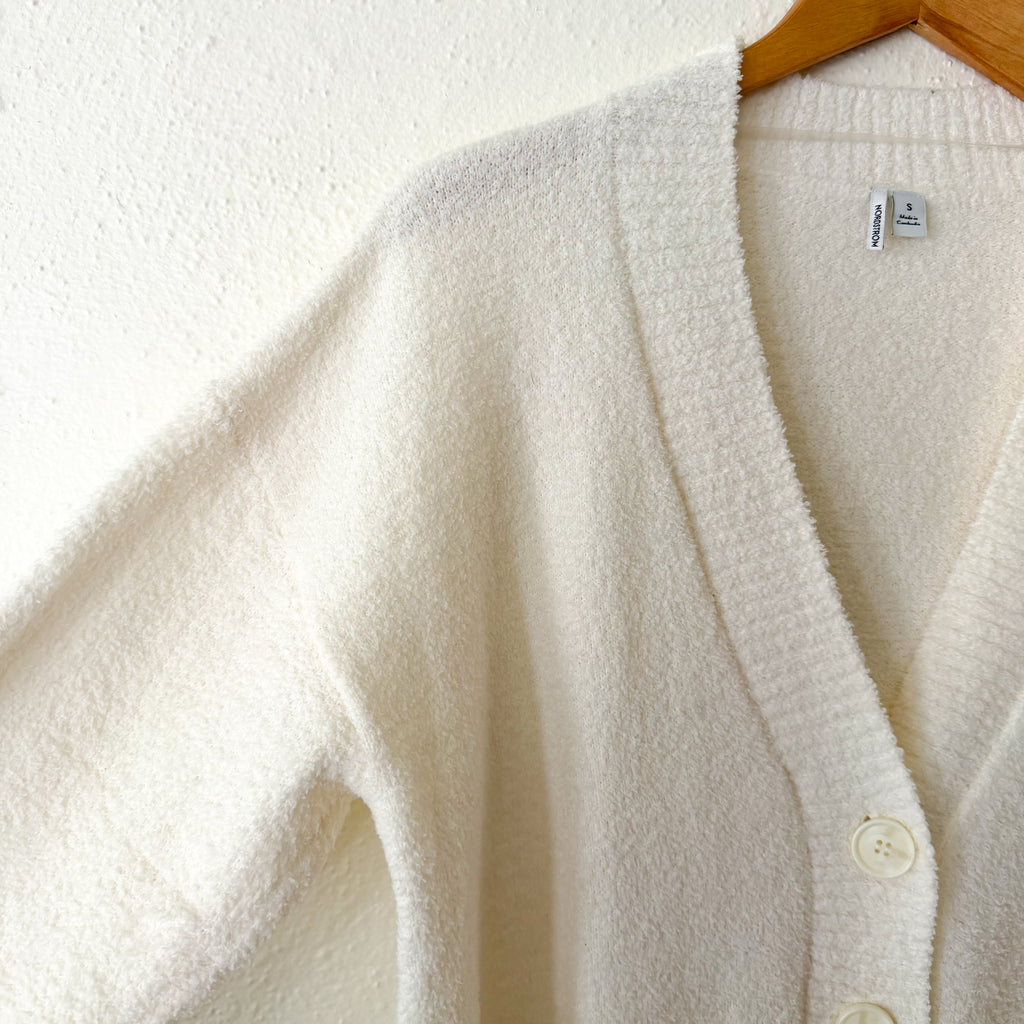Nordstrom Cozy Yarn Button Down Plush Cardigan in Cream | S