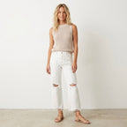 Commense Sleeveless Mockneck Sweater Top in Neutral Beige | XS