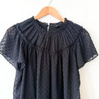 J.Crew Black Swiss Dot Short Sleeve Blouse | XS