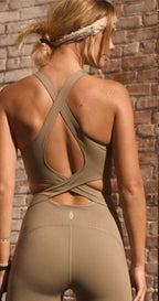 Free People Movement Back It Up Onesie Jumpsuit in Sage Beige | XS