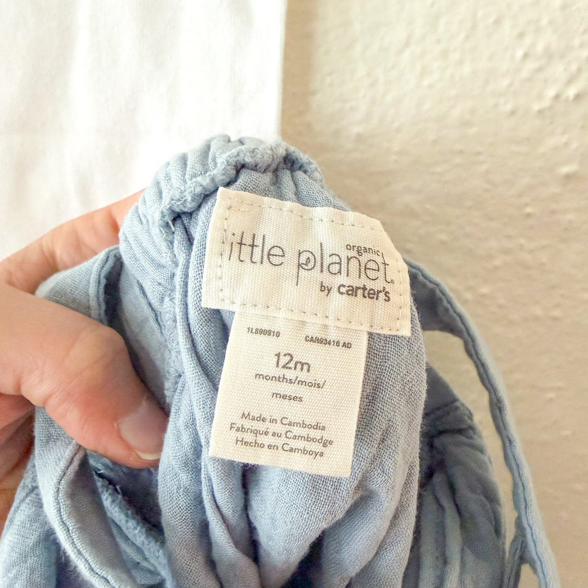 Little Planet Organic Ocean Blue Gauze Bubble Romper Overalls + Gerber White Bodysuit | 6-12m