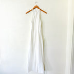 J.Crew High Neck 100% Linen Midi Dress in White | 00
