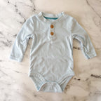 Cloud Island Powder Blue Long Sleeve Pointelle Bodysuit + Pants Matching Set | 3-6m