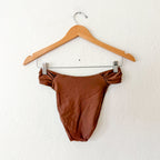 Abercrombie & Fitch Mid-Rise Rouched Side Bikini Bottoms in Brown | S
