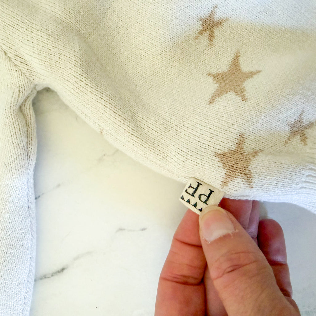 Petit Filippe Cream Tan Starry Knit Pullover Sweater | 9-12m