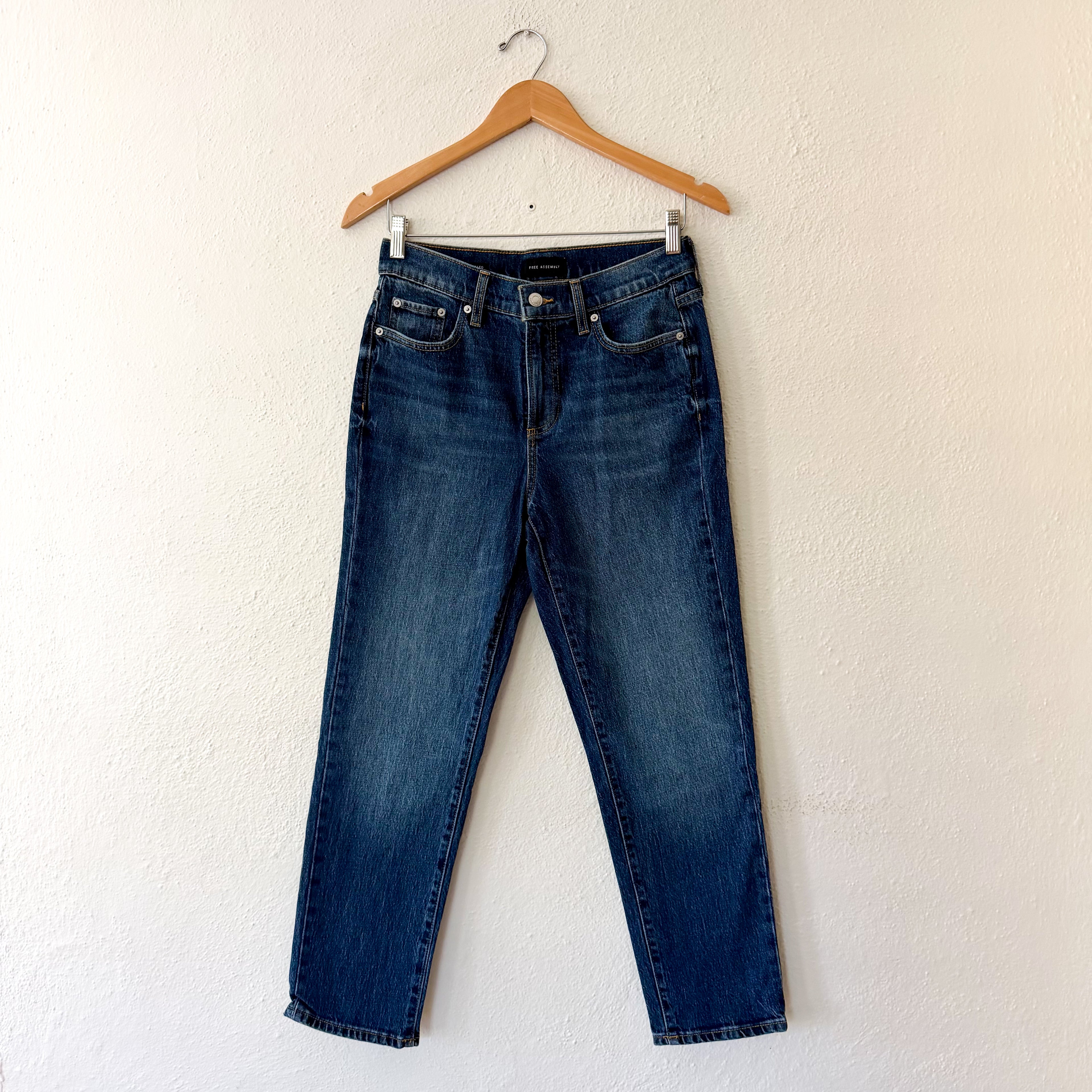 Free Assembly Mid Rise Slim Leg Jeans in Authentic Dark Wash | 0