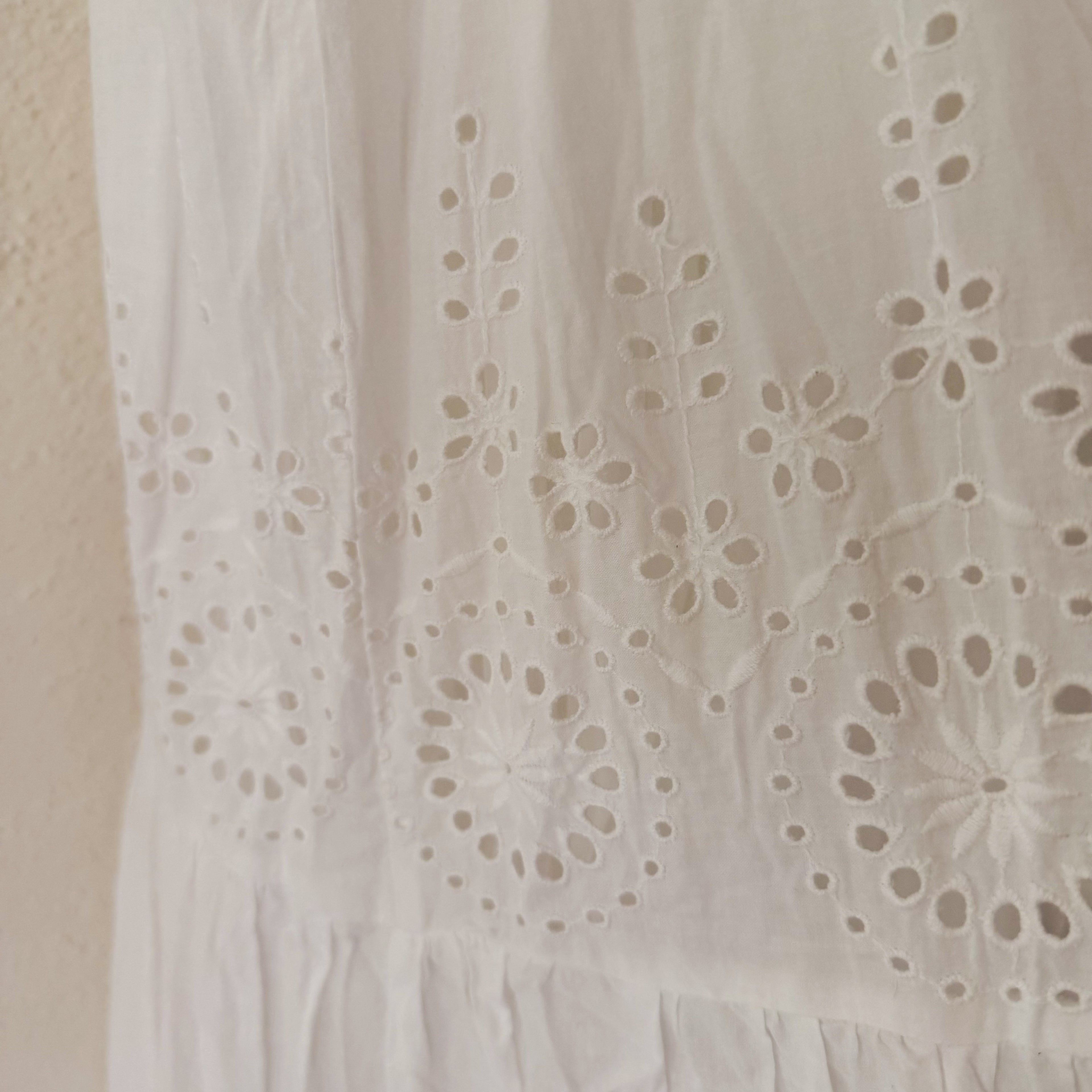 MANGO White Eyelet Embroidered Cotton Maxi Dress | XS