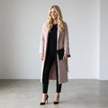 Vince Alpaca Mohair Blend Longline Belted Trench Coat in Dusty Blush Pink | XS