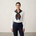Madewell 100% Silk Bandana in Rich Brown Houndstooth