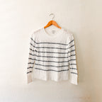 J.Crew White Navy Stripe Crewneck Beach Sweater | XS