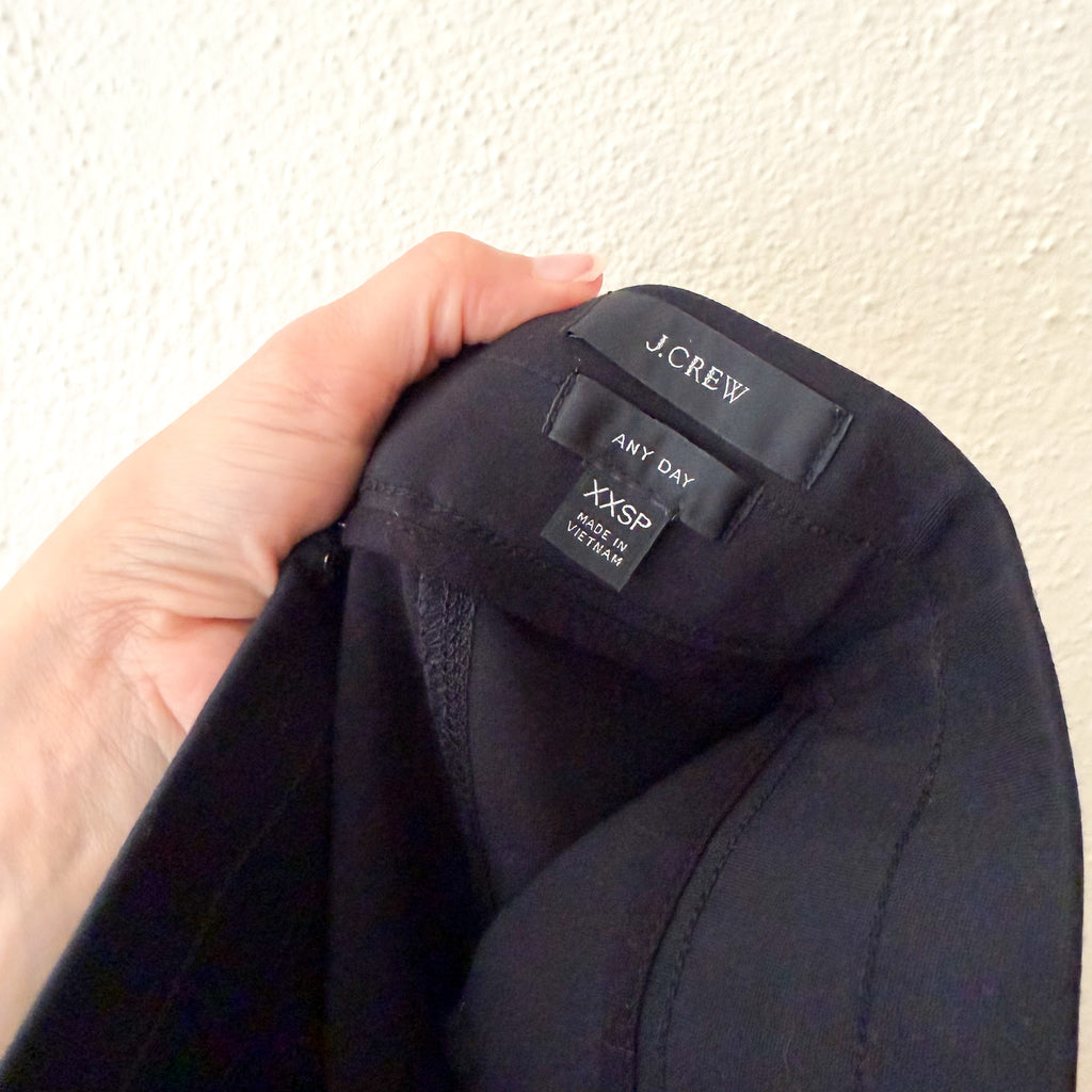 J.Crew Petite "Any Day" Skinny Pixie Pant in Black Stretch Ponte | XXSP