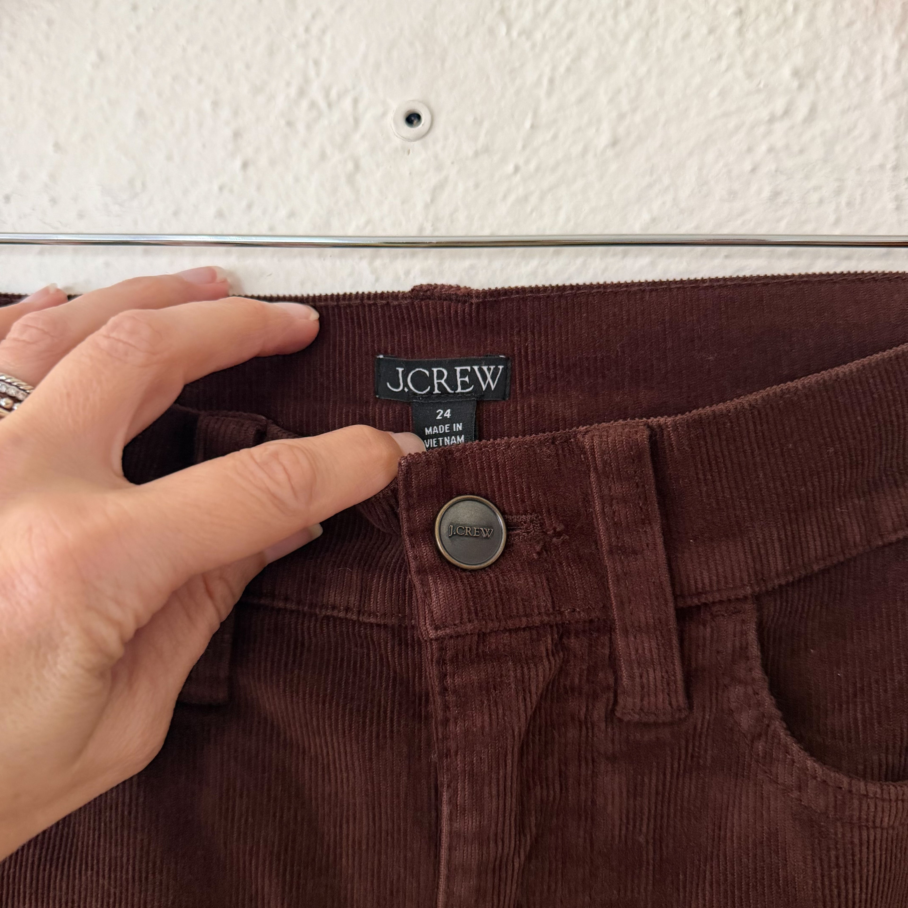 J.Crew Slim-Wide Leg Stretch Corduroy Pants in Dark Brown French Press | 24