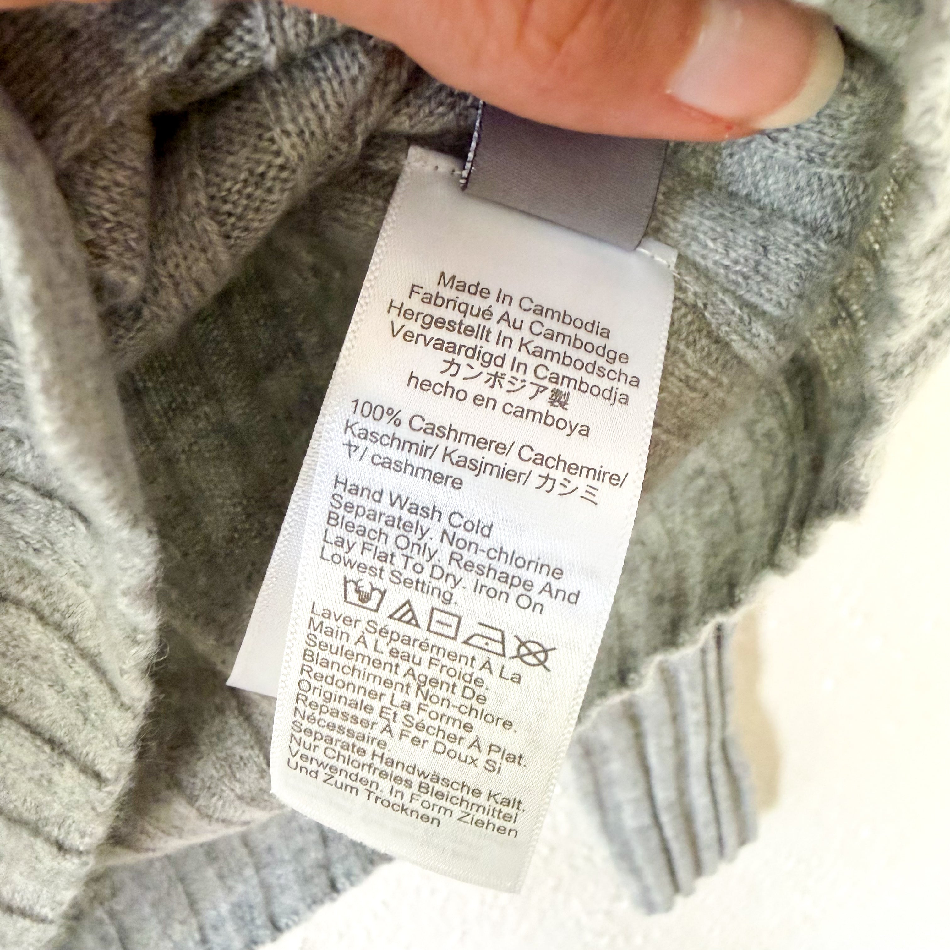 J.Crew 100% Cashmere Wide-Ribbed Grey Cashmere Cardigan Sweater | XS