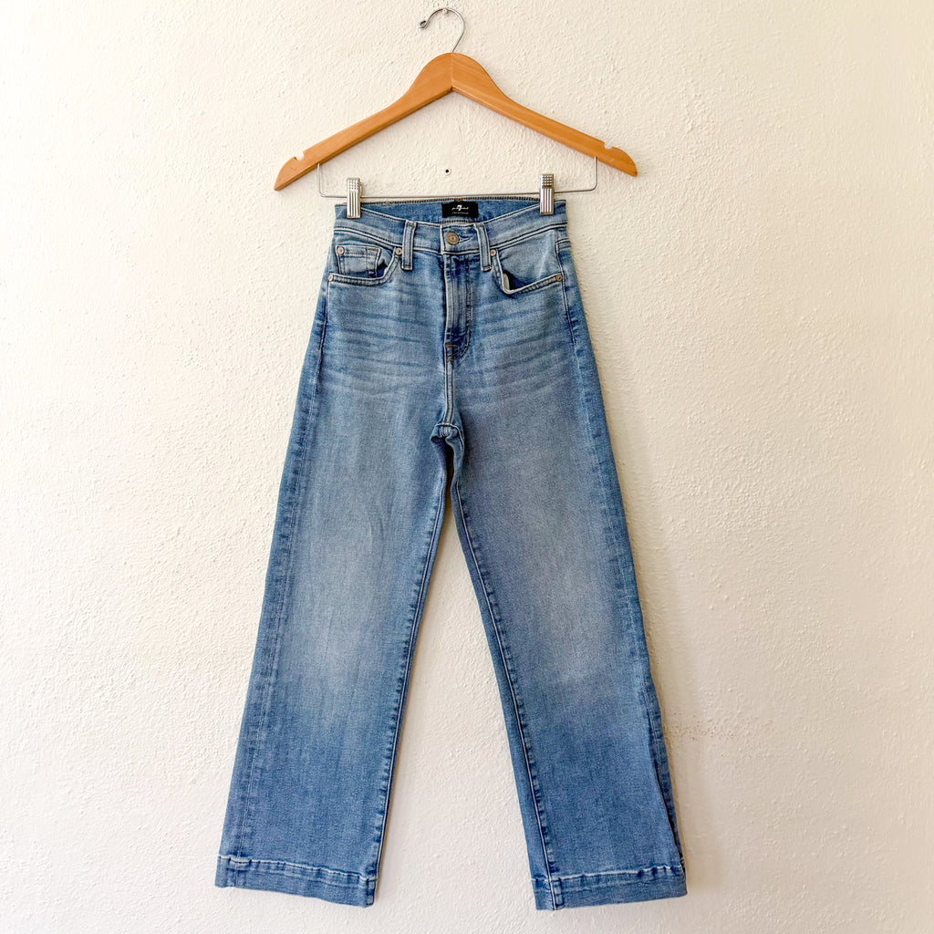7 For All Mankind Cropped Alexa High-Rise Medium Wash Straight/Wide Leg Jeans | 23