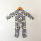 Monica & Andy Halloween Grey Ghosts Organic Fold Over Foot 2-Way Zipper Sleeper | 3-6m