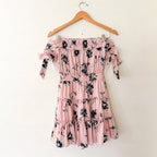 MISA Los Angeles Laiyin Pink Floral Off The Shoulder Mini Dress | XS