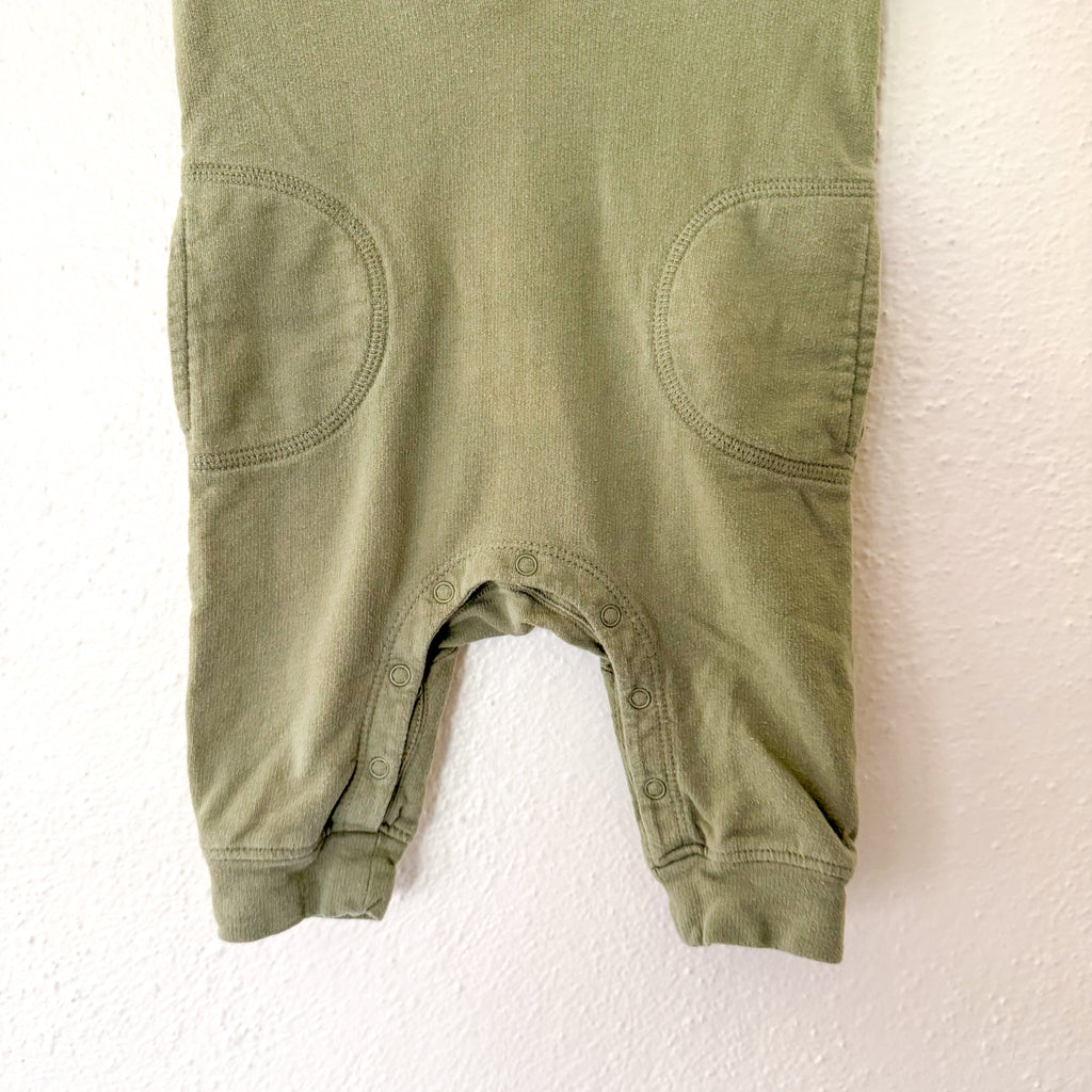 Nordstrom Organic Cotton Olive Green Hooded French Terry Jumpsuit | 0-3m