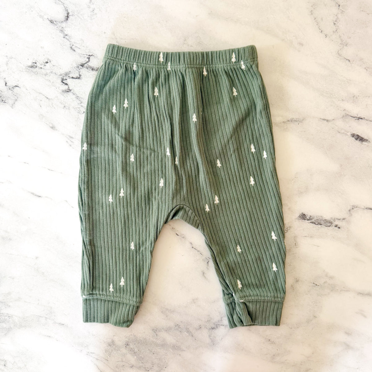 Cloud Island Green Pine Trees Thermal Long Sleeve Bodysuit + Pants Matching Set | 6-9m