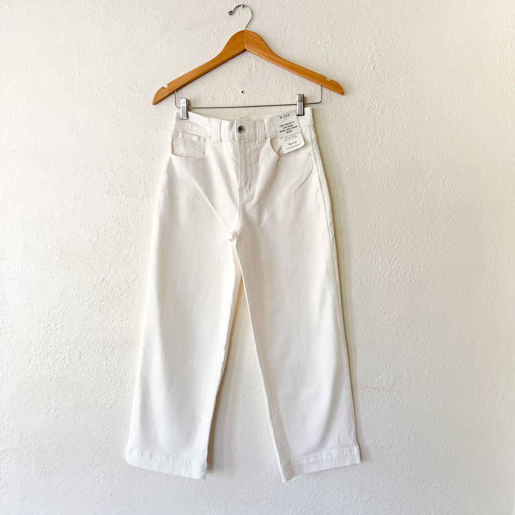 Madewell The Perfect Vintage Wide-Leg Petite Crop Jean in Tile White | 25P