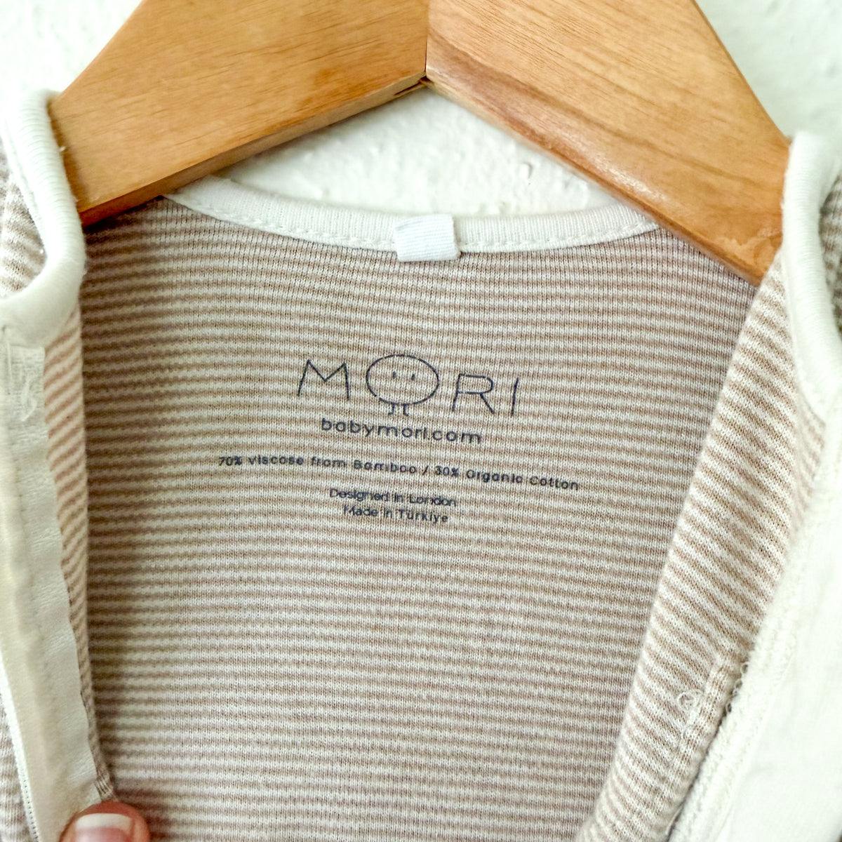 Mori Organic Cotton Brown Stripe Long Sleeve 2-Way Clever Zip Footie Sleeper | 0-3m