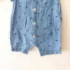 Tucker & Tate Printed Ants Denim Short Sleeve Button Down Romper | 0-3m