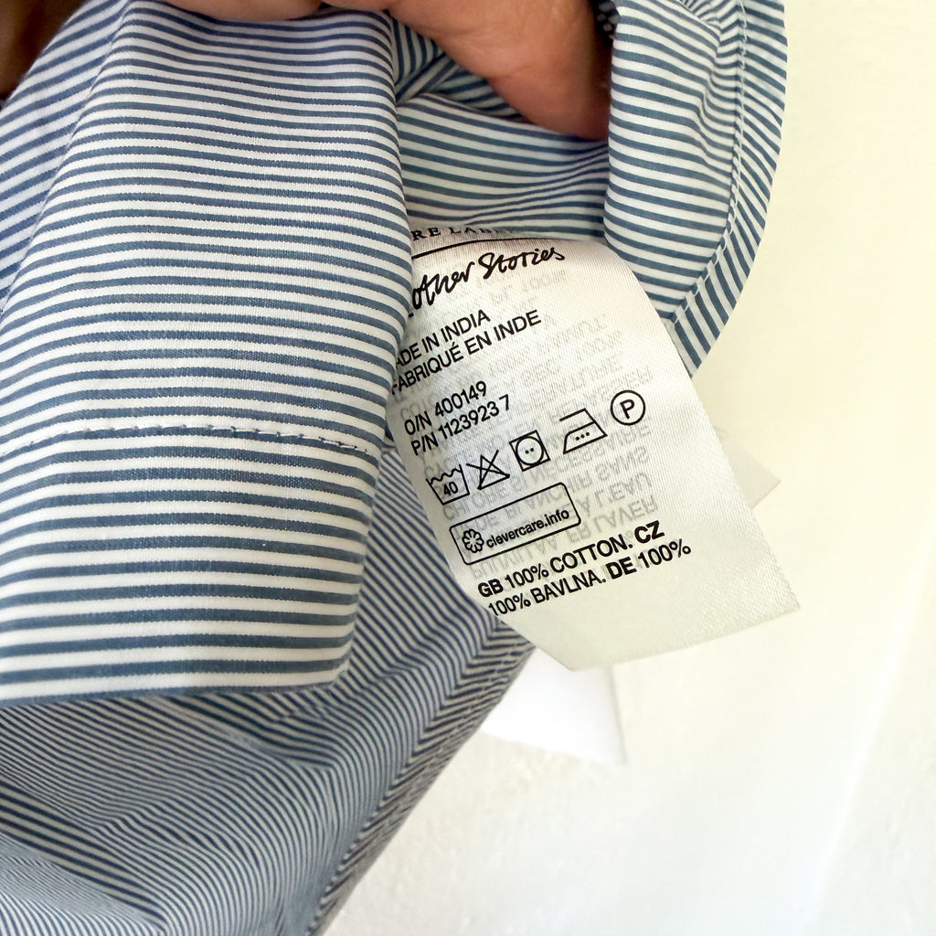 & Other Stories Paris Atelier Button Up Long Sleeve Shirt in Blue Pinstripe | 0