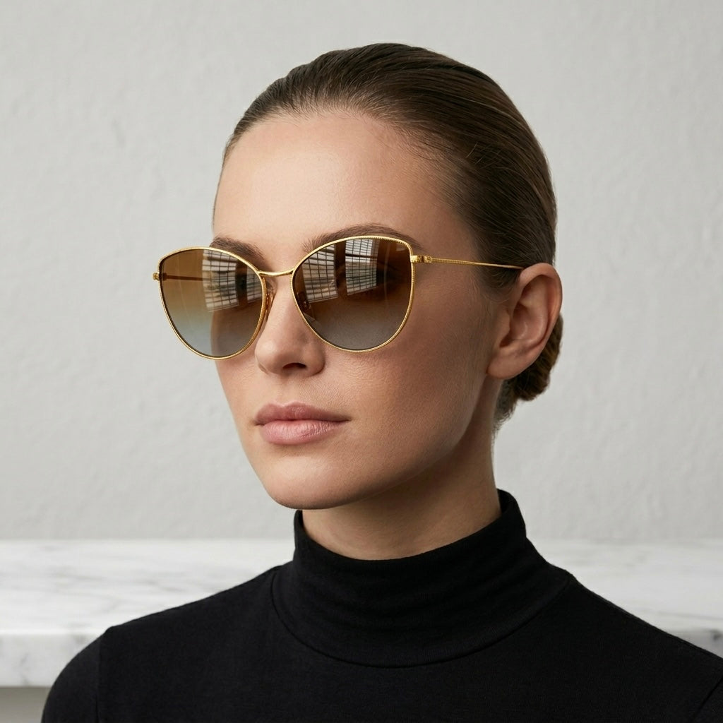 Oliver Peoples Rayette Soft Gold Cat-Eye Sunglasses in Sunrise Gradient