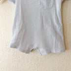 MNG Mango Blue White Pinstripe Short Sleeve Romper with Pocket | 3-6m