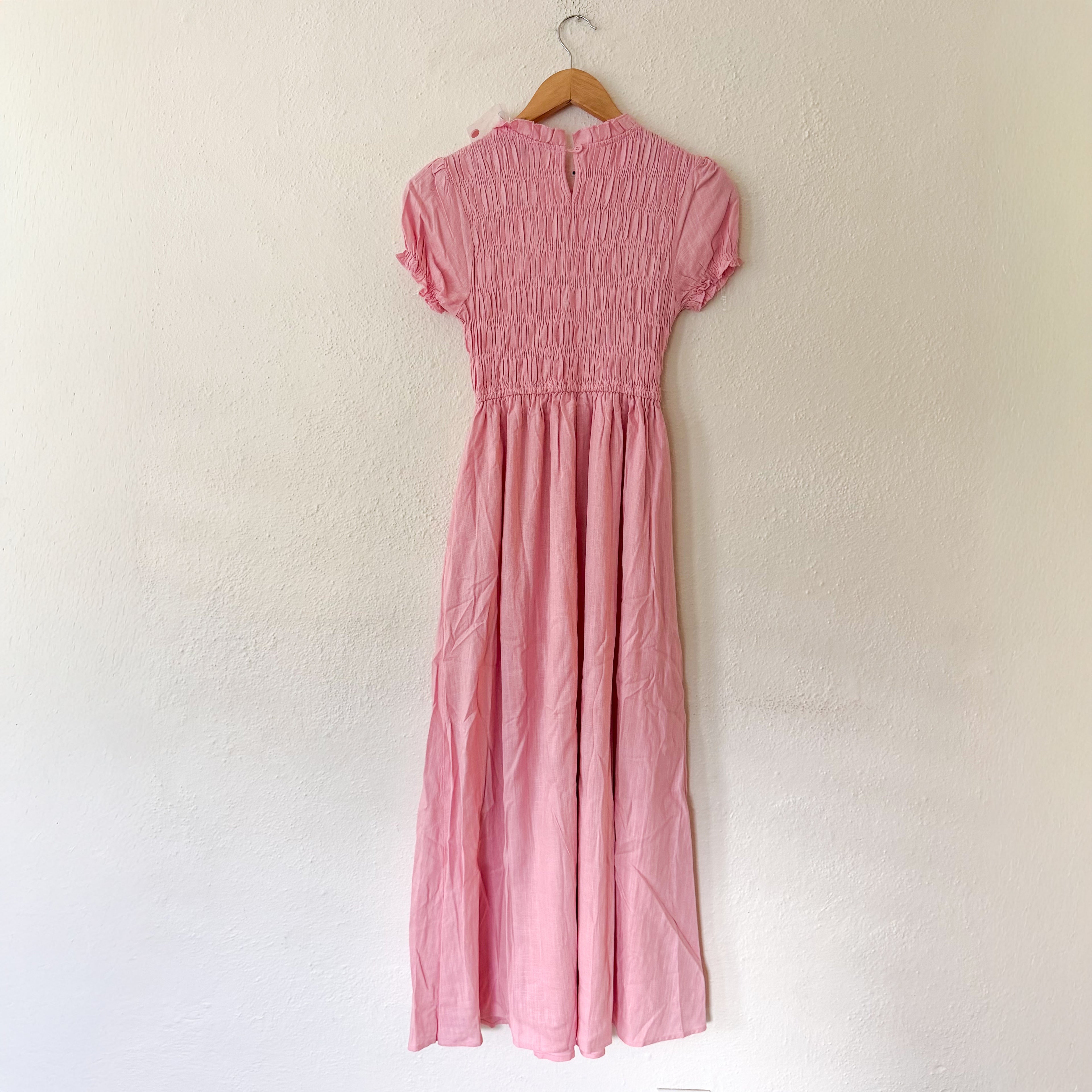 Petal & Pup Darla Puff Sleeve Midi Dress in Pink | XXS