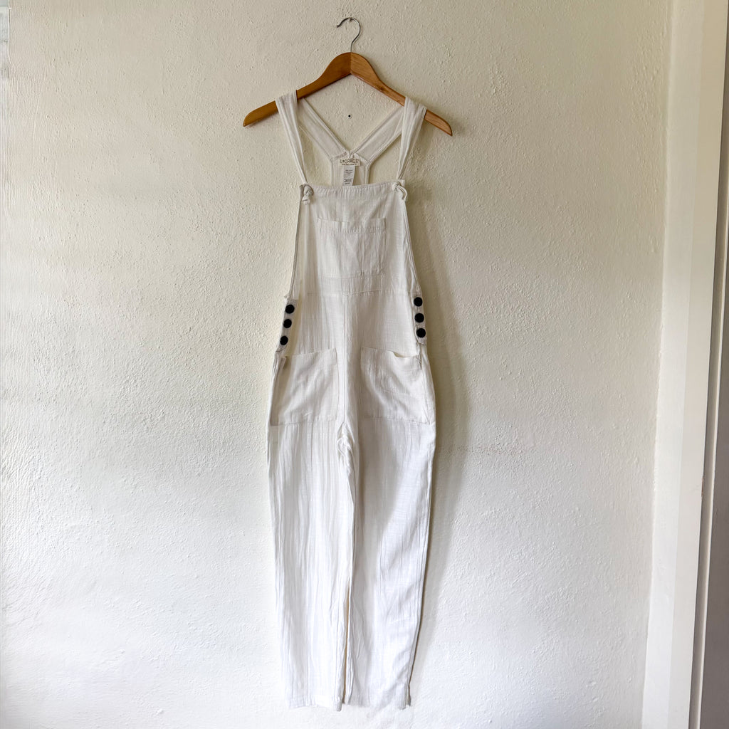 L*Space Freya Textured Cotton Jumpsuit in White | XS