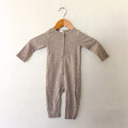 H&M 100% Washable Wool Beige Melange Long Sleeve Zipper Jumpsuit | 6-9m