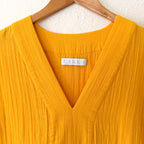 LAKE Golden Yellow 100% Cotton Gauze Caftan Midi Dress | XS