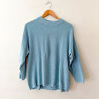 Free People Beach Turquoise Crewneck Open Weave Pullover Sweater | XS