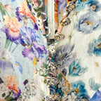 Zimmermann Petite Tama Ramie Pansy Floral Long Sleeve Sheer Blouse | 0P