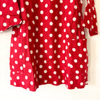 Posse Nina 100% Linen Red Polka Dot Elbow Sleeve Shift Mini Dress | S