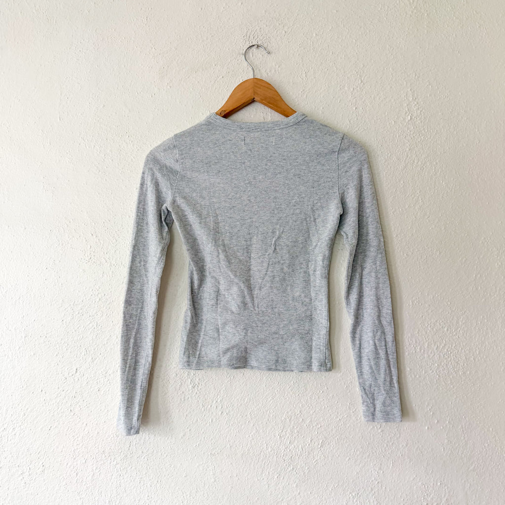 Abercrombie & Fitch Loungewear Collection Long Sleeve Sleep Set in Heather Grey | XXS